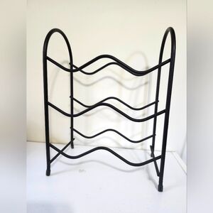 Black Metal Wine rack holder 6 bottles 14x11x6 " Wavy Style late 20th century